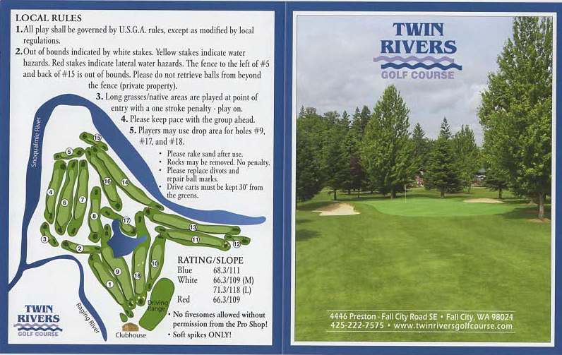 Scorecard Twin Rivers Golf Course